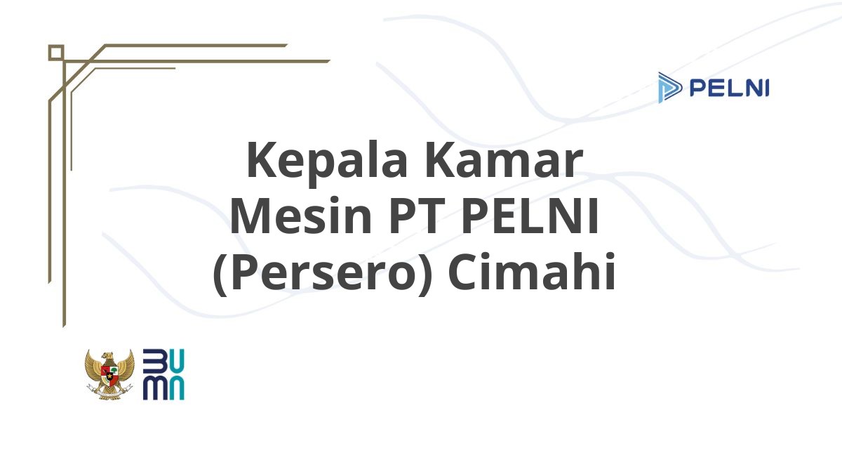 Kepala Kamar Mesin PT PELNI (Persero) Cimahi