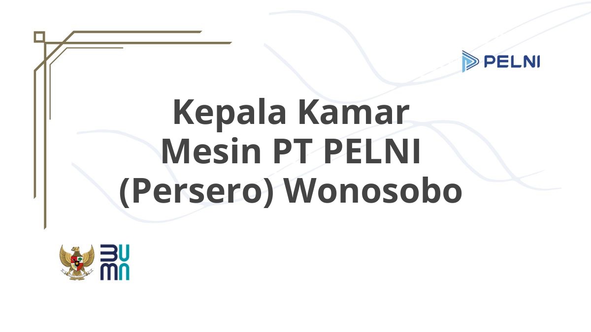 Kepala Kamar Mesin PT PELNI (Persero) Wonosobo